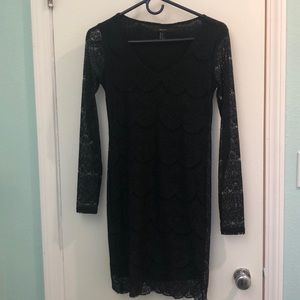 Long sleeve black lace dress
